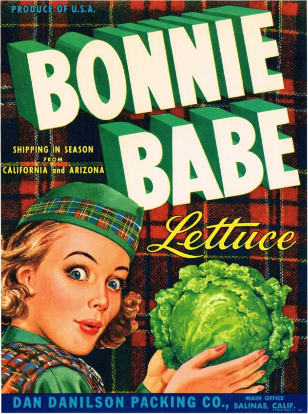 Bonnie Babe Vegetables Fruit Crate Label Salinas California