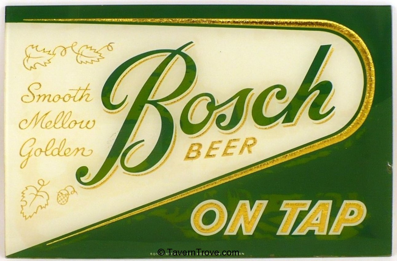 Bosch Beer reverse-painted glass.