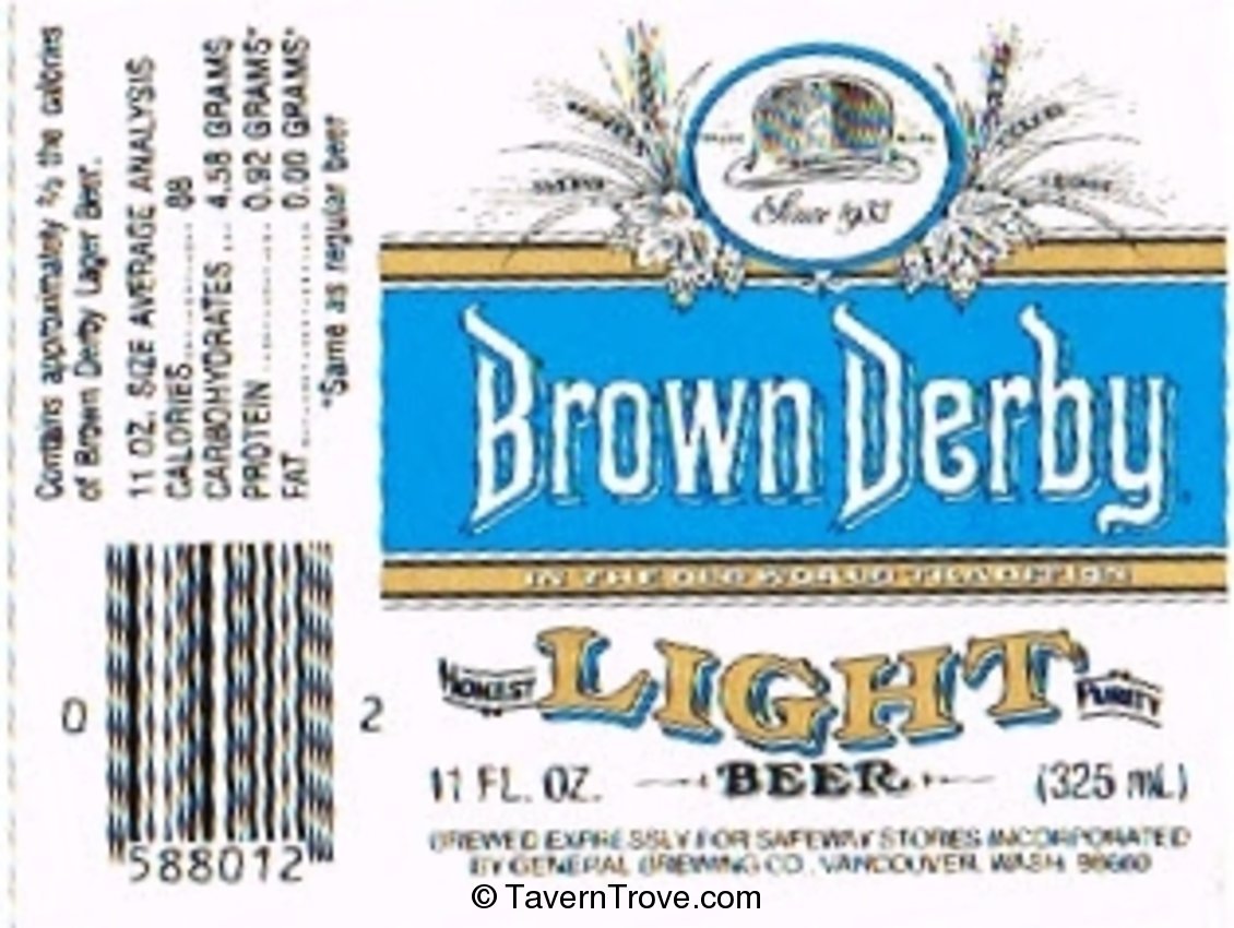 Brown Derby Light Beer 