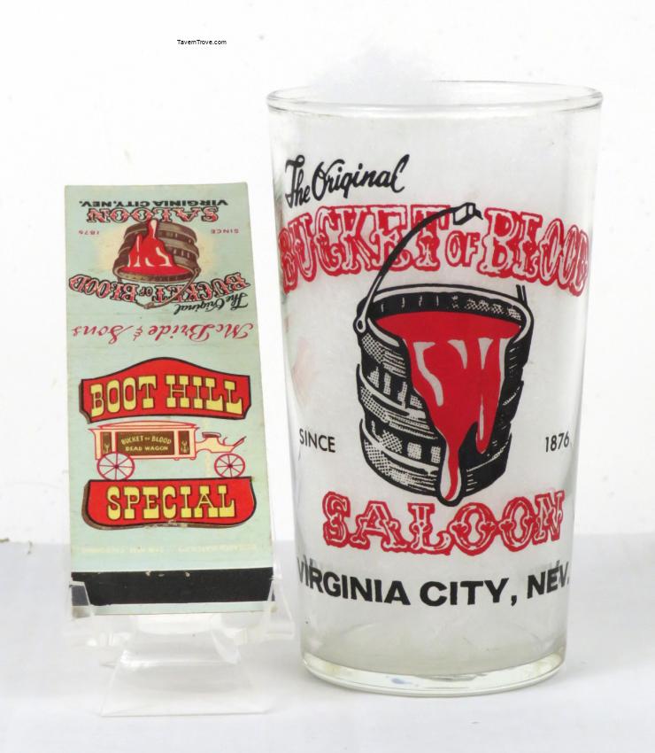 Bucket of Blood Saloon 4¾ Inch ACL Glass & Matchcover Virginia City Nevada