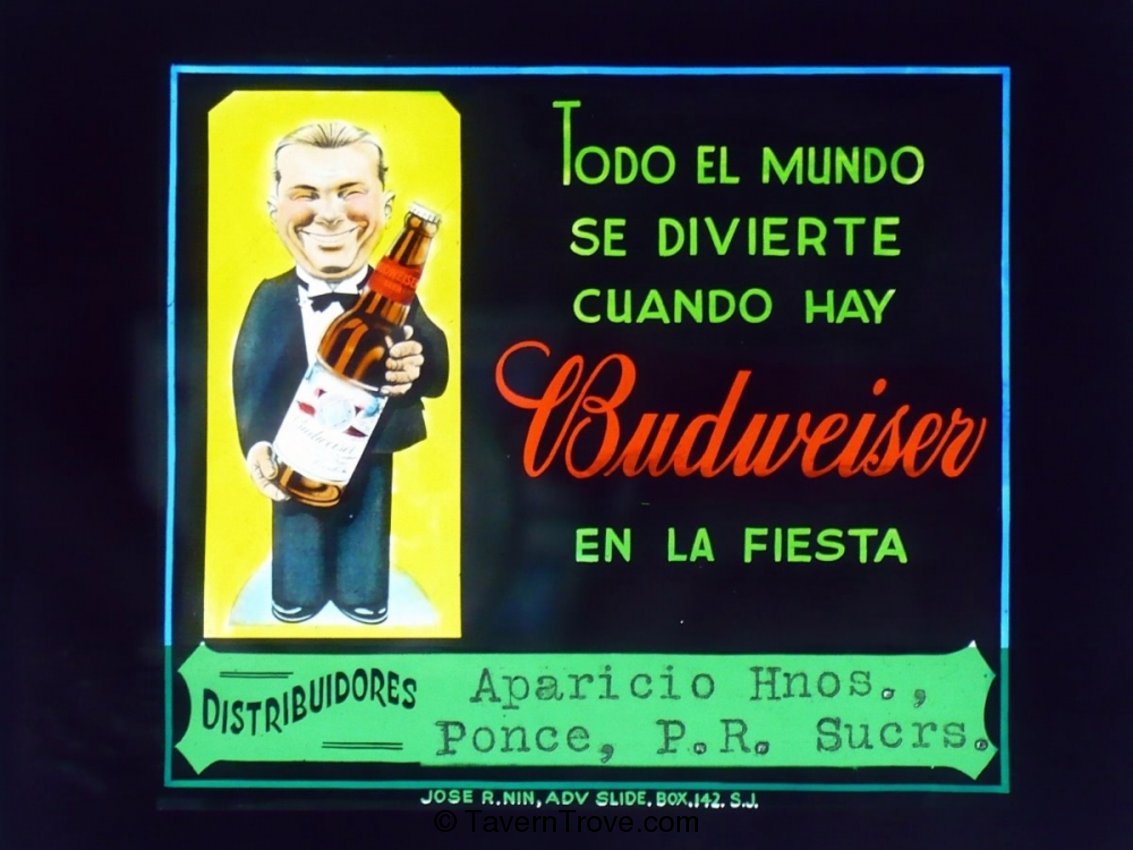 Budweiser Beer magic lantern slide