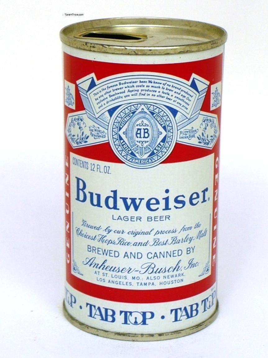 Item 10238 1966 Budweiser Lager Beer Tab Top Can T4818