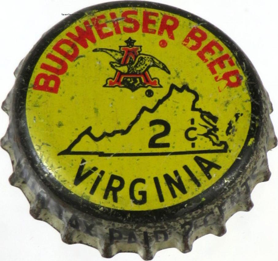 Budweiser Beer ~VA 2¢ Tax CCS