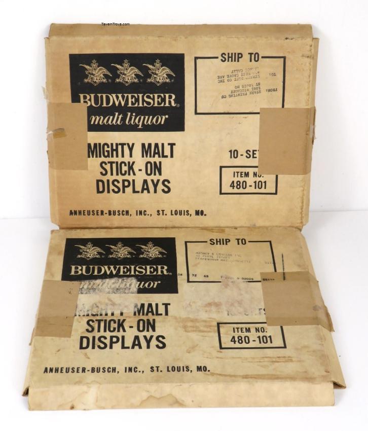 Budweiser Bud Man Mighty Malt Stickers Empty Mailing Boxes