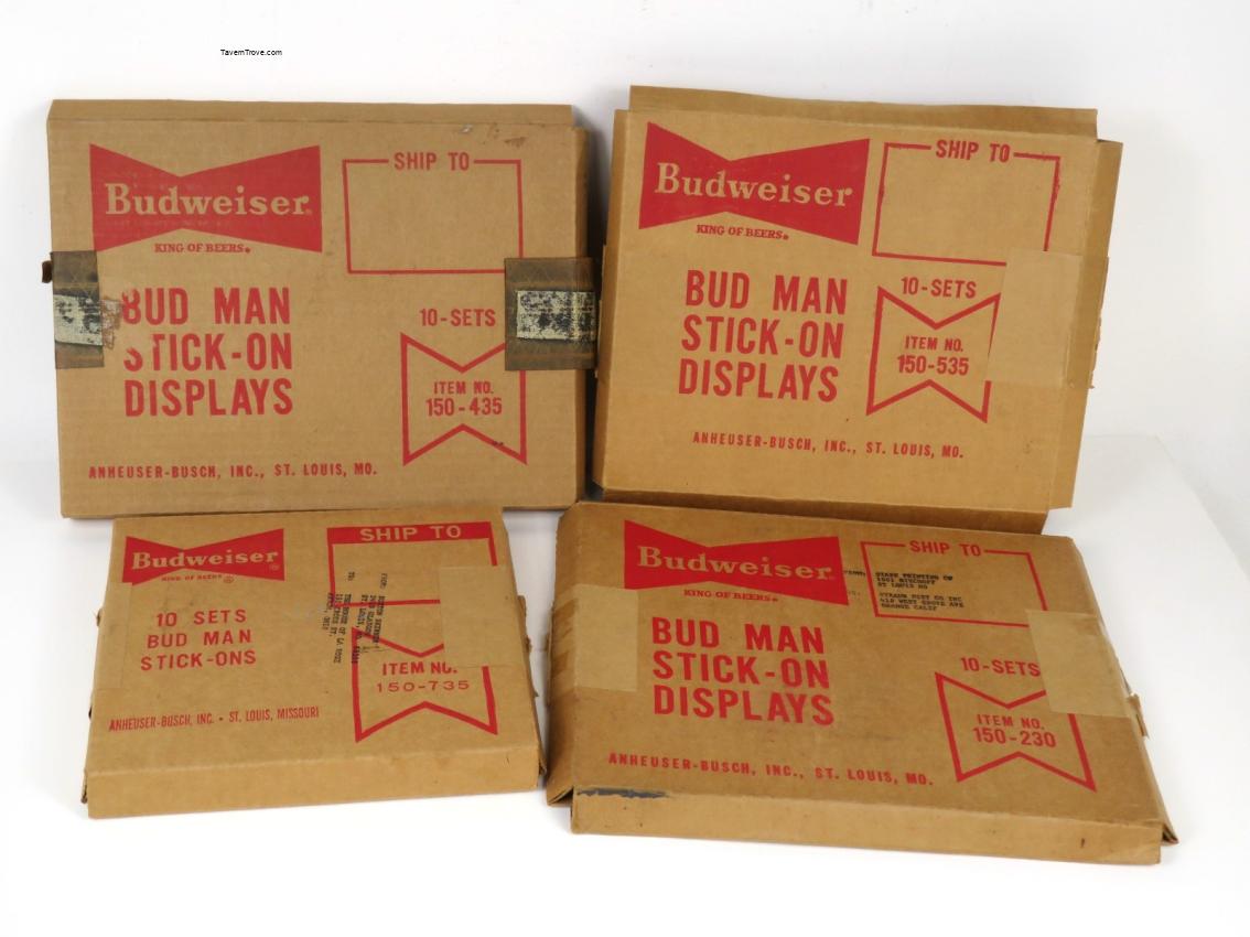 Budweiser Bud Man Stickers Empty Mailing Boxes Lot of Four