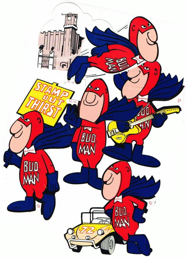 Budweiser Bud Man Stickers Lot of Five zxz