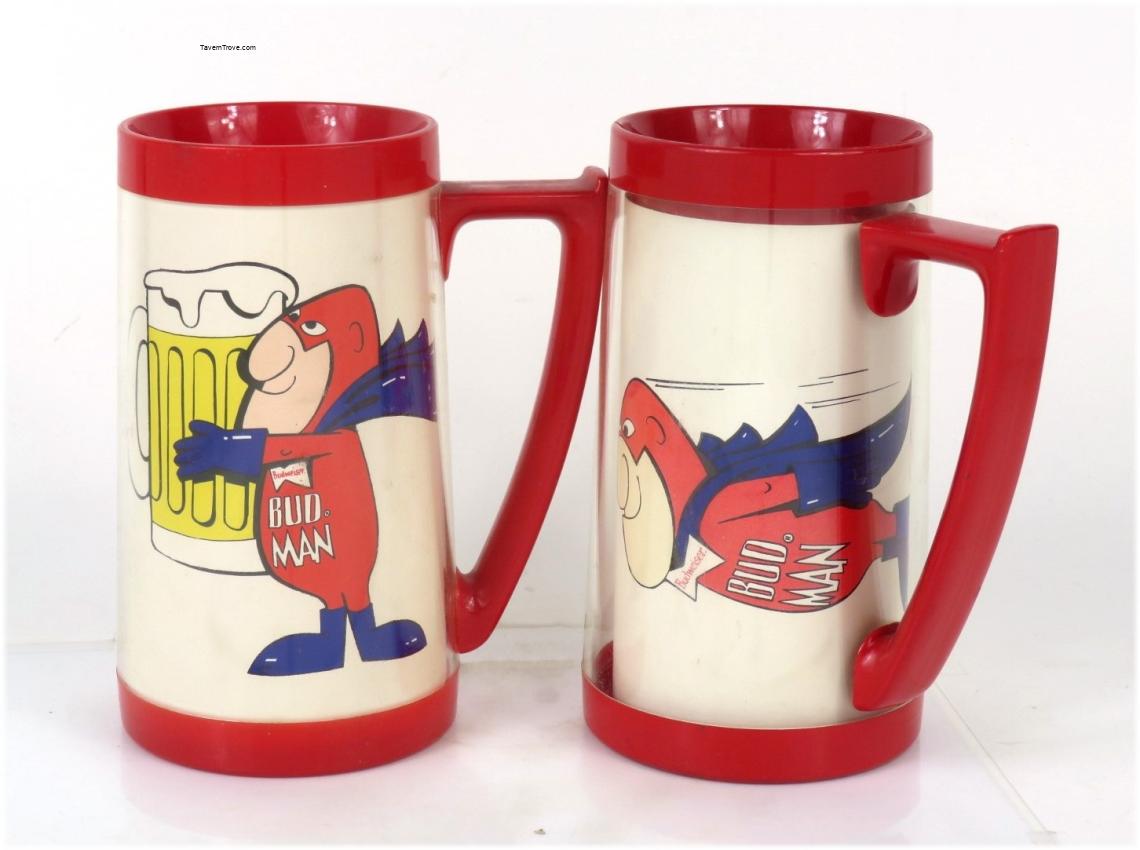 Budweiser Bud Man Thermo-Serv Mugs Lot of Two