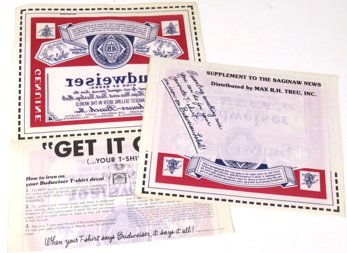 Budweiser Iron-On Tee Shirt Transfer (Lot of Two)