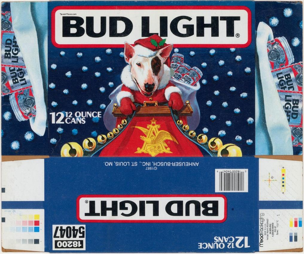 Budweiser Light Spuds Mackenzie Christmas 12 Pack Box