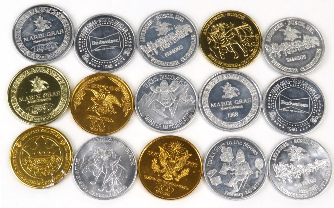 Budweiser Mardi Gras Doubloons Lot of 15