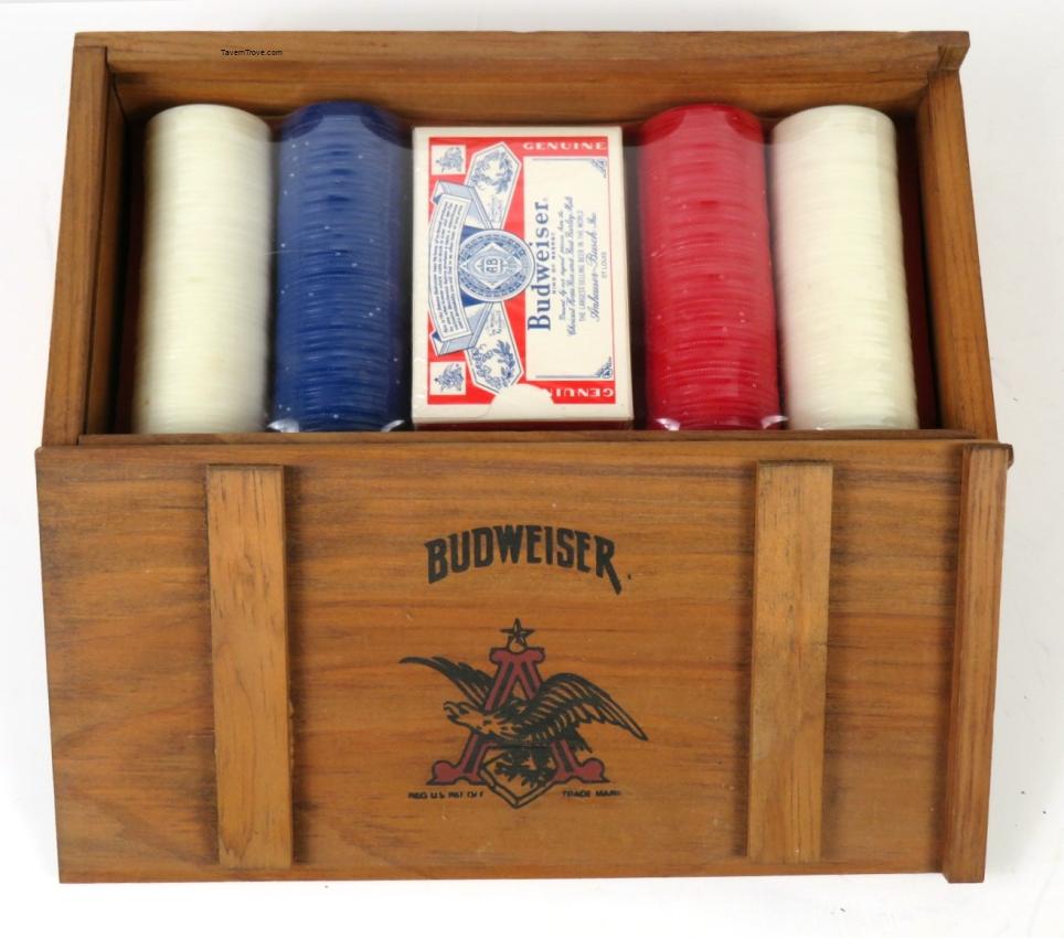 Budweiser Poker Chips and Cards in Mini Crate