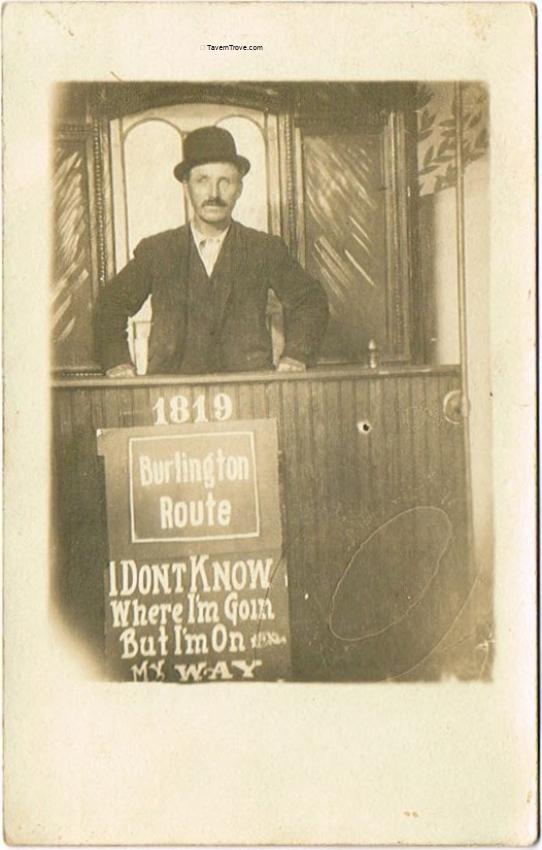 Burlington Route Train Caboose Photo Diorama RPPC
