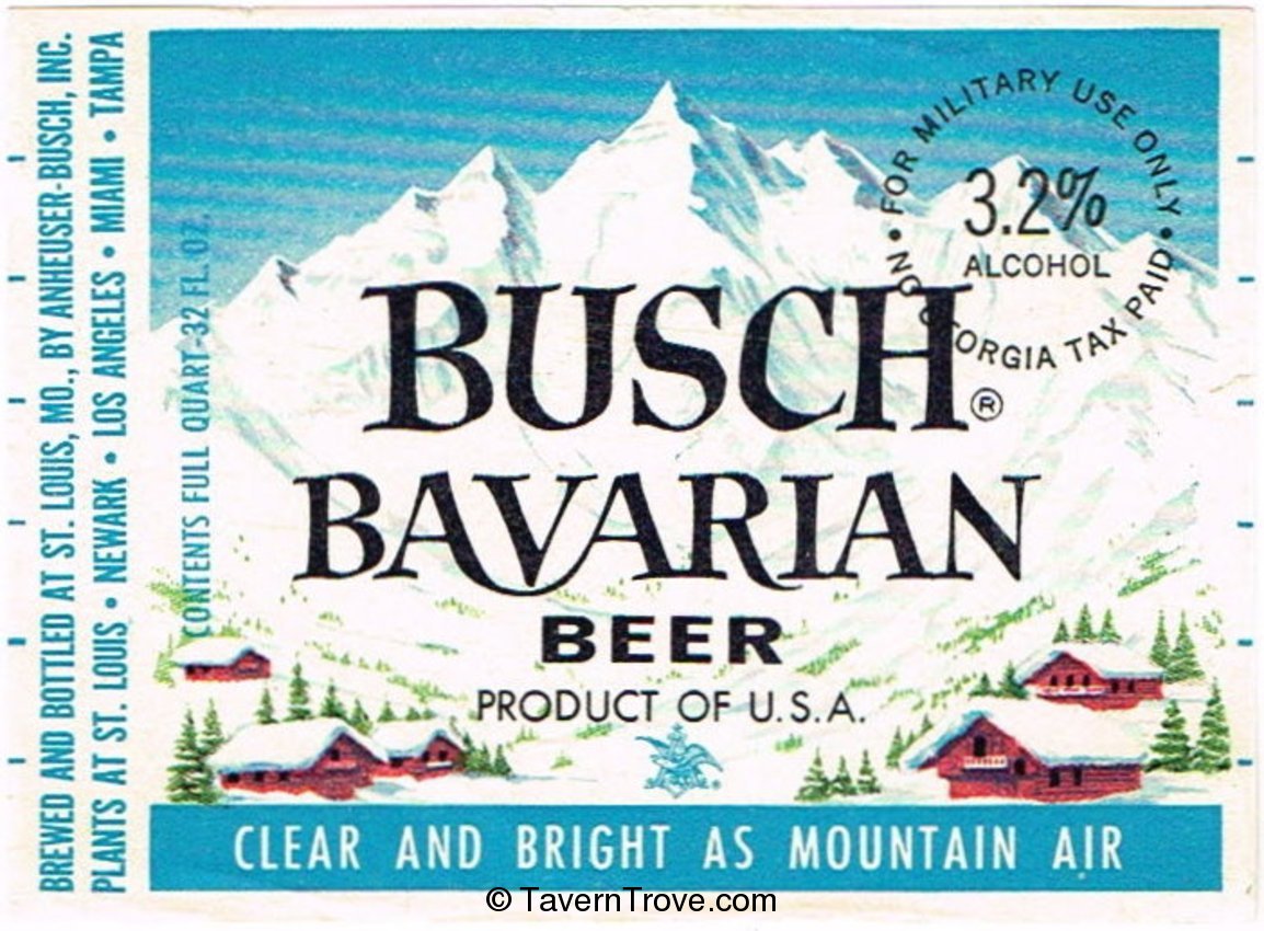 Busch Bavarian Beer ~VA Tax