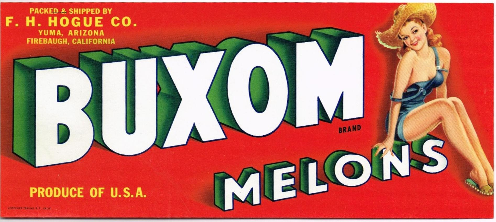 Buxom Melons Fruit Crate Label