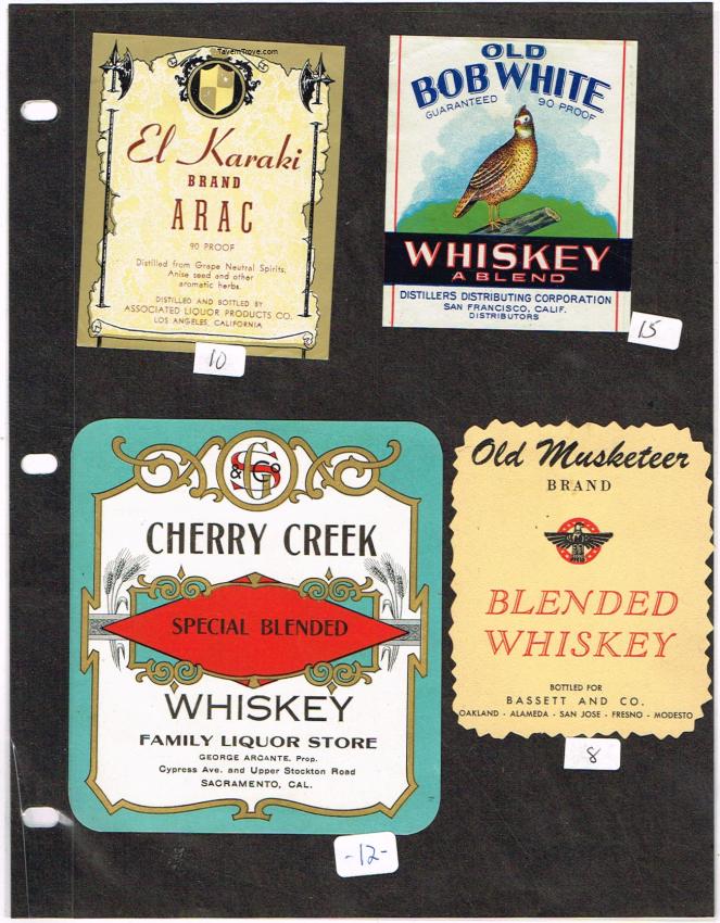 California Liquor Labels Cherry Creek Bob White lot of FOUR