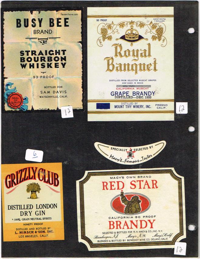 California WatsonvilleFresno Delano Macy's Liquor Labels lot of FOUR