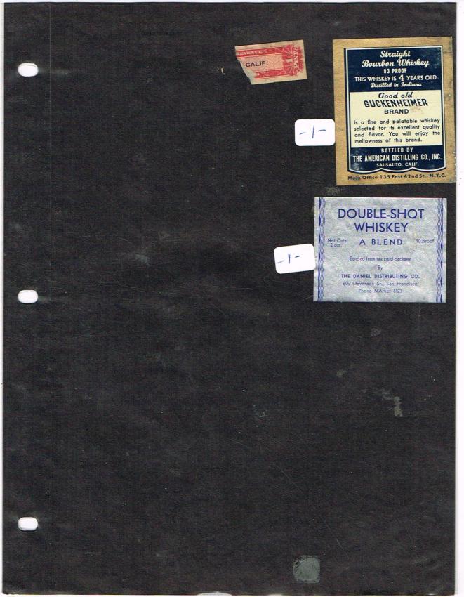 California Whiskey Back Labels lot of TWO