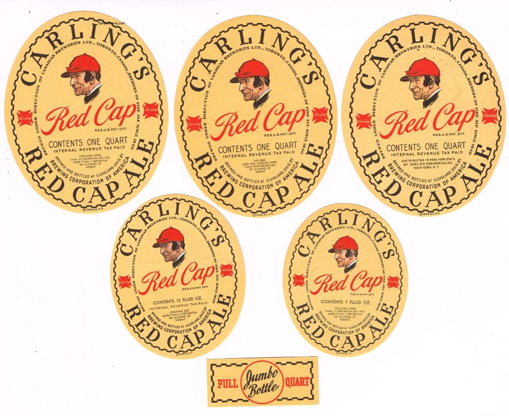 Carling's Red Cap (Jockey) Ale Lot of Six Different