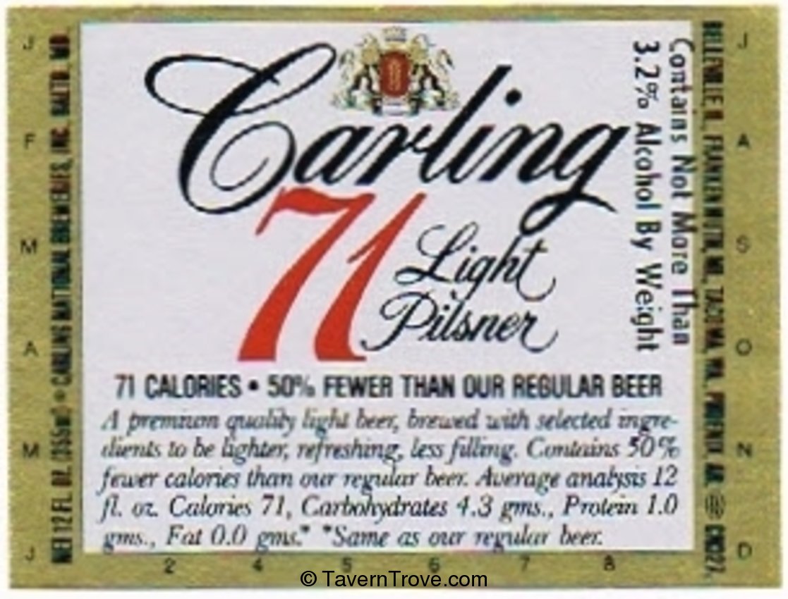 Carling's 71 Light Pilsner Beer