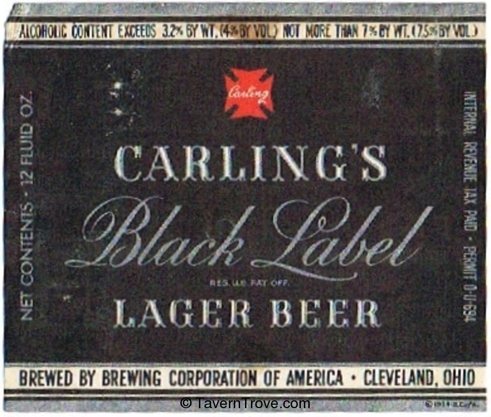 Carling's Black Label Lager Beer 