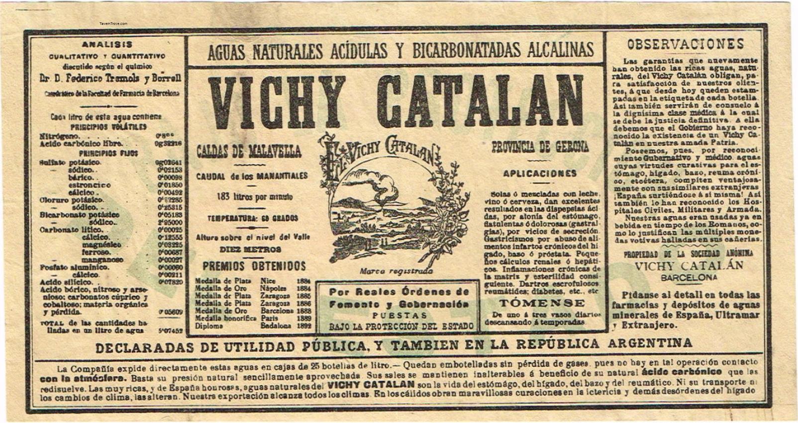 Catalan Medicinal Mineral Water Gerona Spain to Argentina