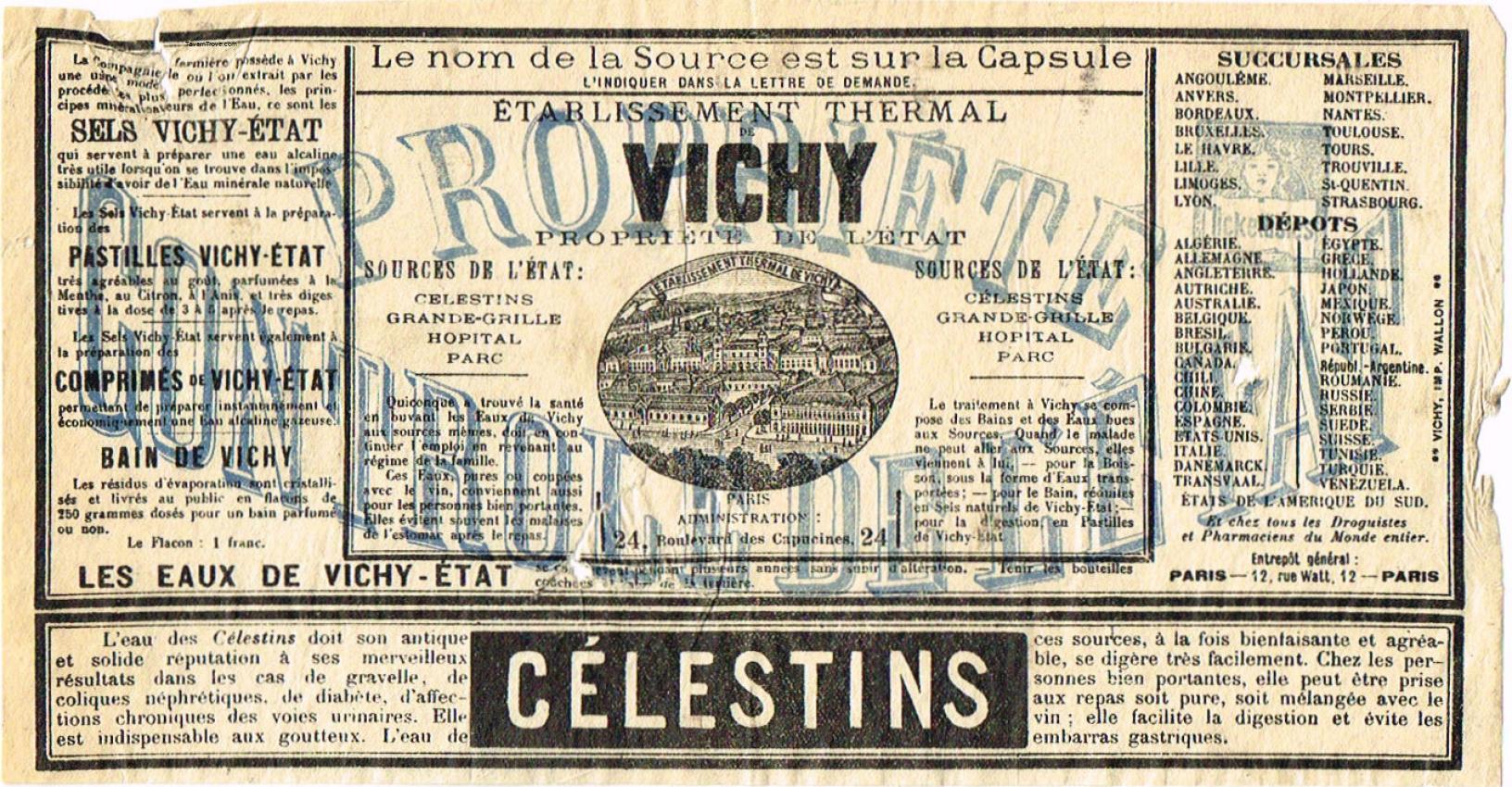 Celestins Vichy Mineral Water France