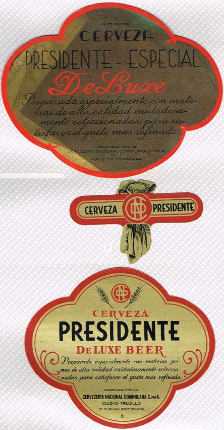 Cerveza Presidente Beer Lot of Two Labels