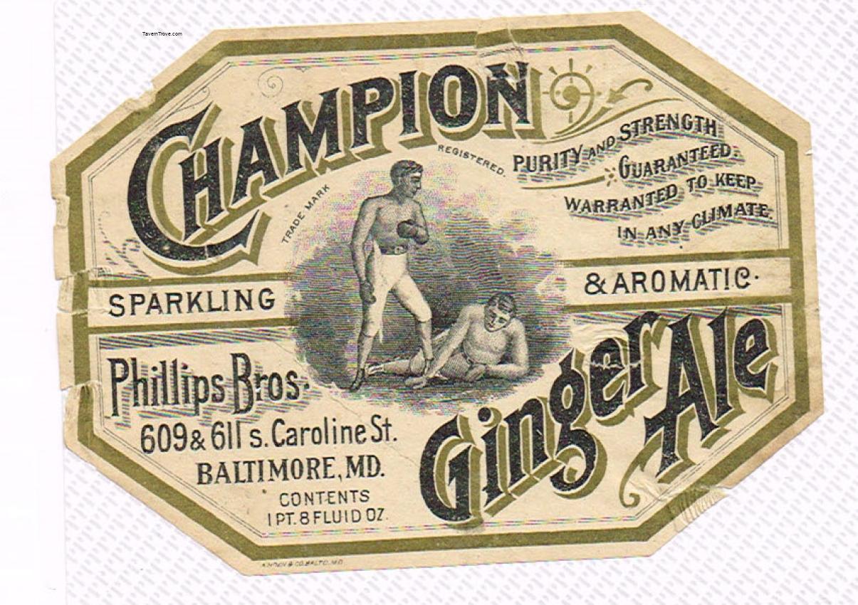 Champion Ginger Ale Phillips Bros Boxing Baltimore Maryland 24oz