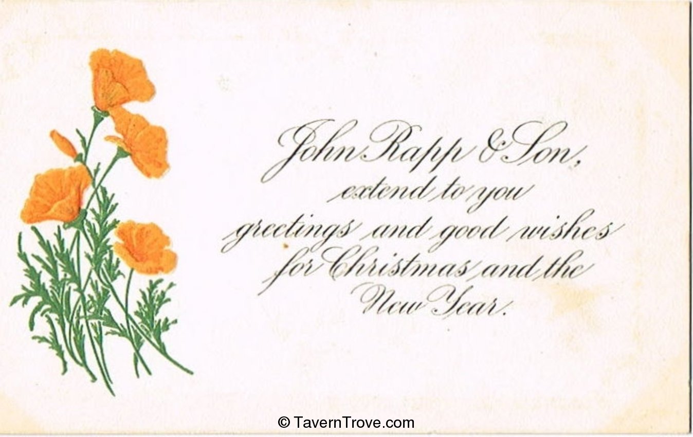 Rainier Beer John Rapp & Son Christmas Card