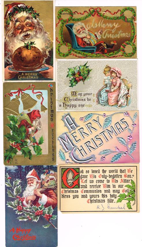 Christmas Santa 1900s Postcard Lot of 7 (Lot 1)