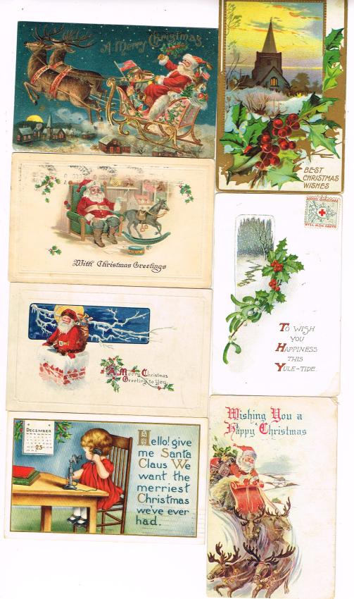 Christmas Santa 1900s Postcard Lot of 7 (Lot 6)