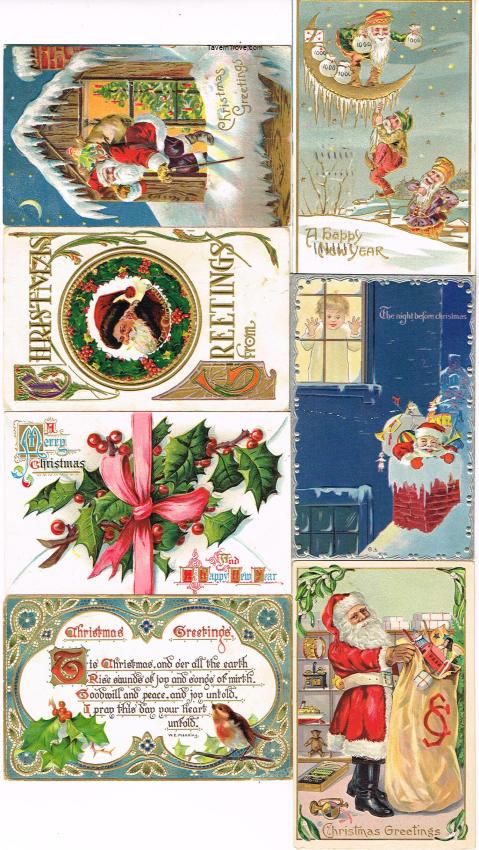 Christmas Santa 1900s Postcard Lot of 7 (Lot 8)