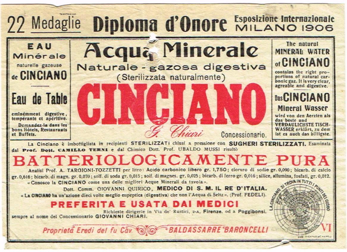 Cinciano Medicinal Mineral Water Florence Italy