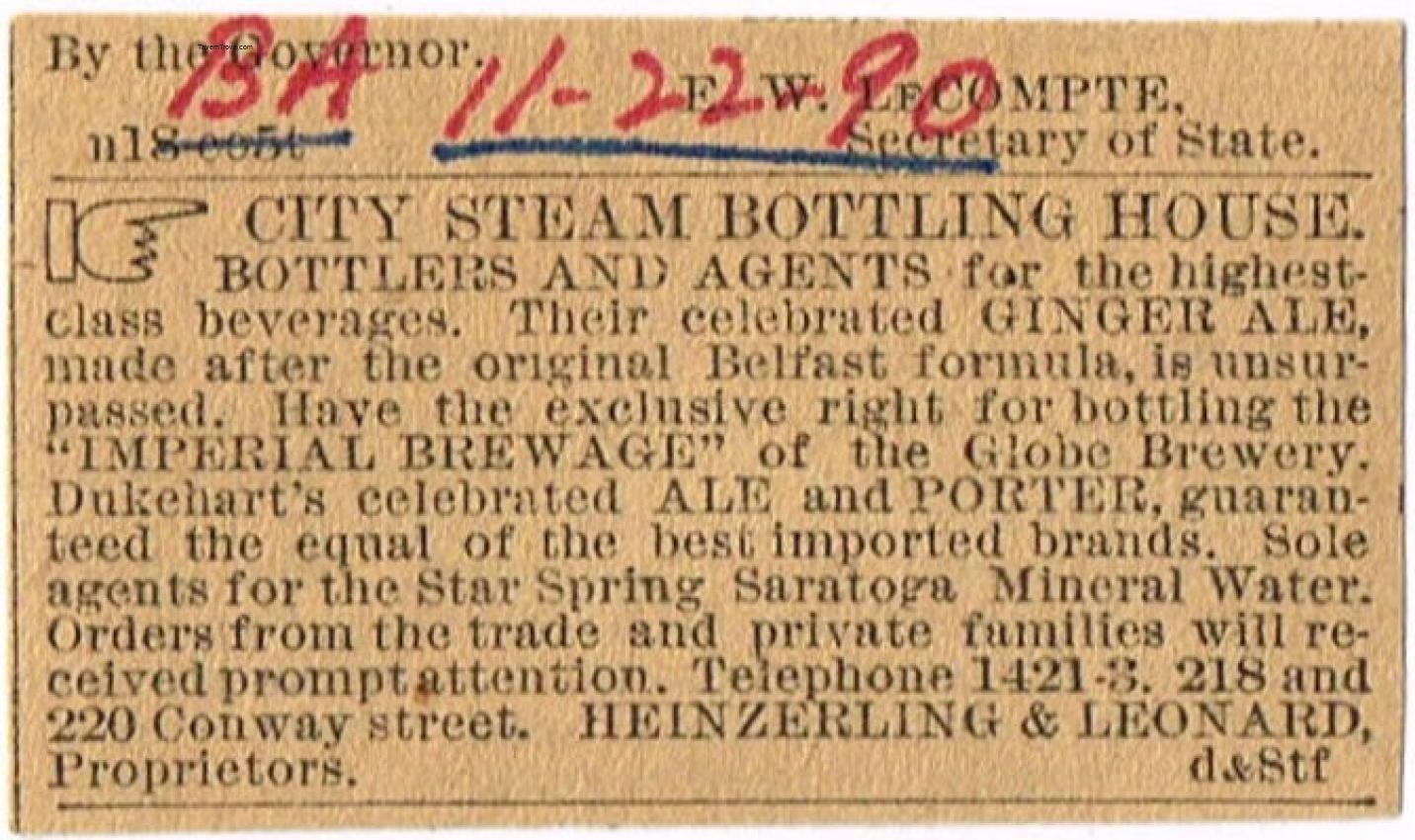 City Steam Bottling House Beer