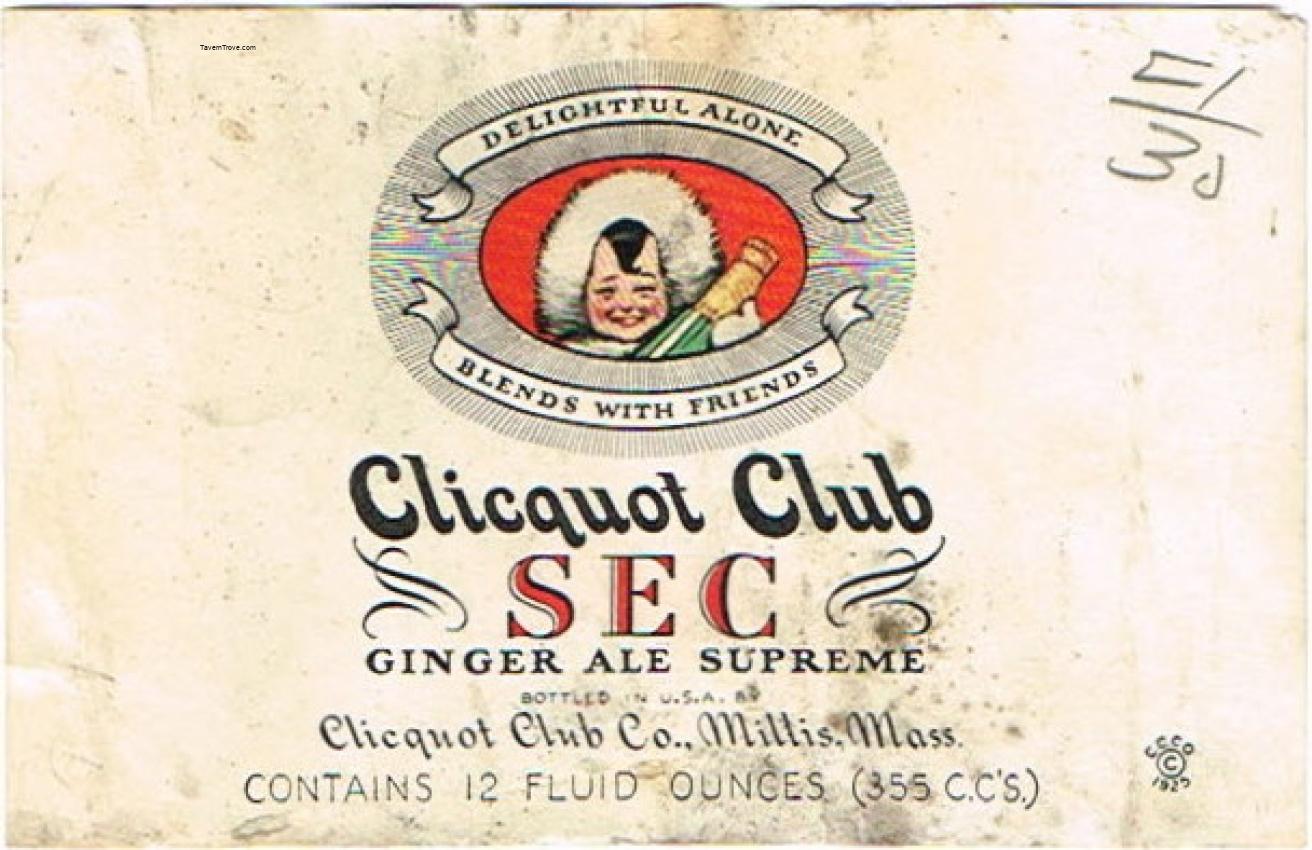 Clicquot Club Sec Ginger Ale Millis Massachusetts
