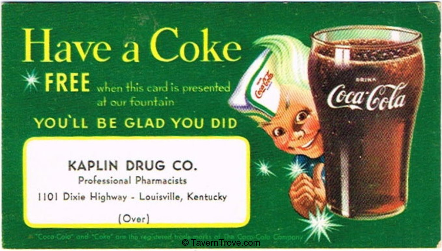 Coca-Cola Sprite Boy Coupon Kaplin Drug Louisville, Kentucky