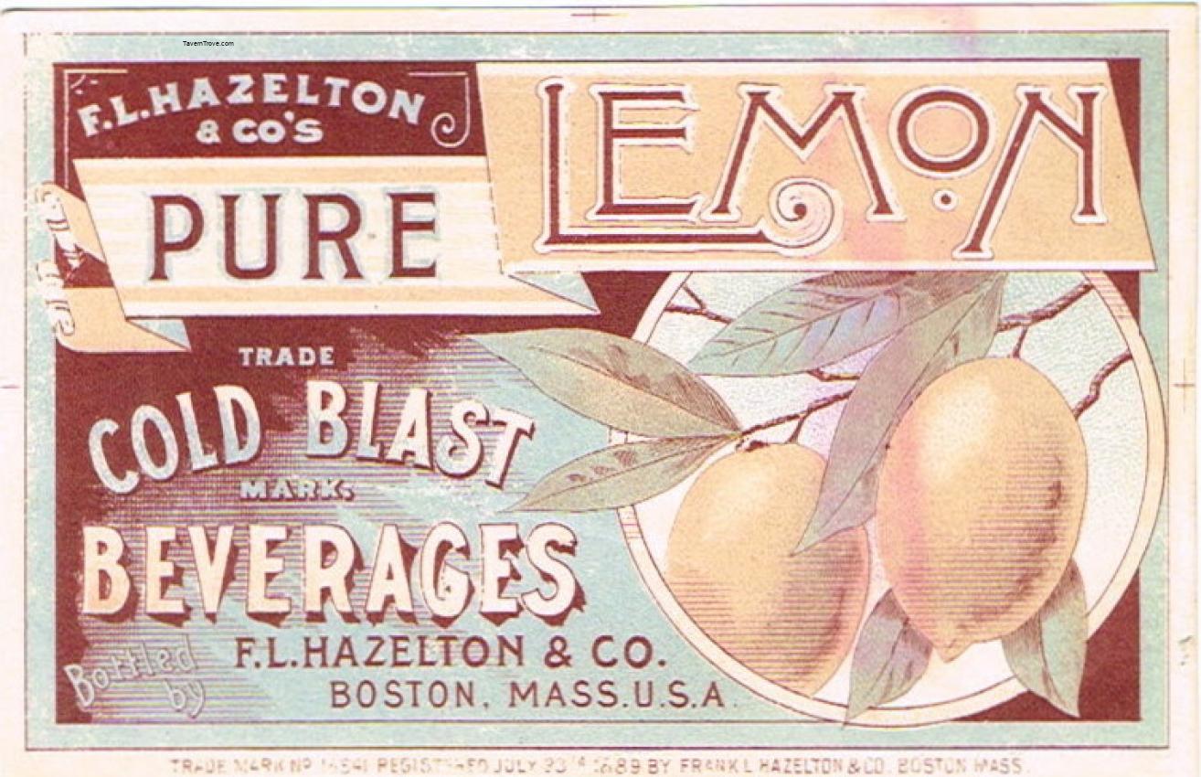 Cold Blast Pure Lemon Soda F. L. Hazelton Boston Massachusetts
