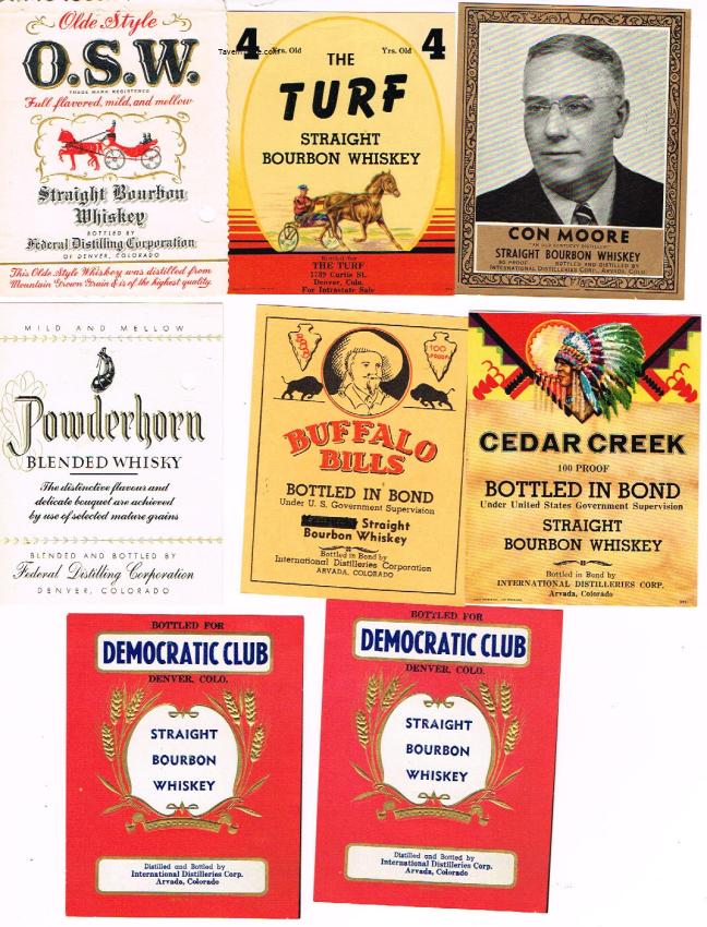 Colorado Whiskey Labels Buffalo Bill Con Moore Lot of Eight