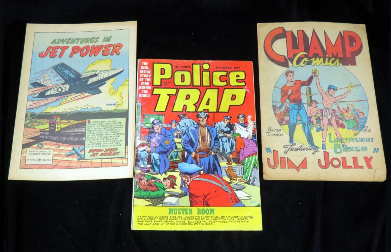 Comic Book Lot of Three Police Trap Champ Adventures In Jet Power