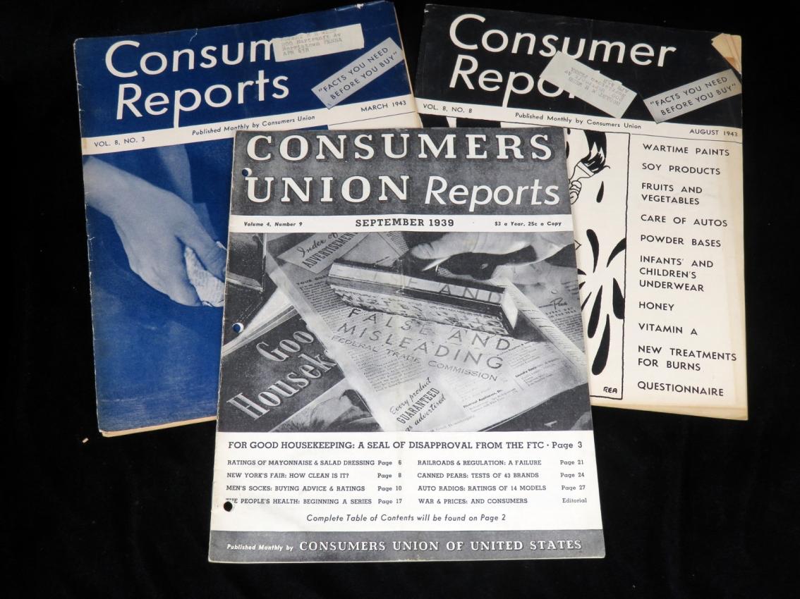 Consumer Reports Magazine 1939-1943 Lot of FOUR