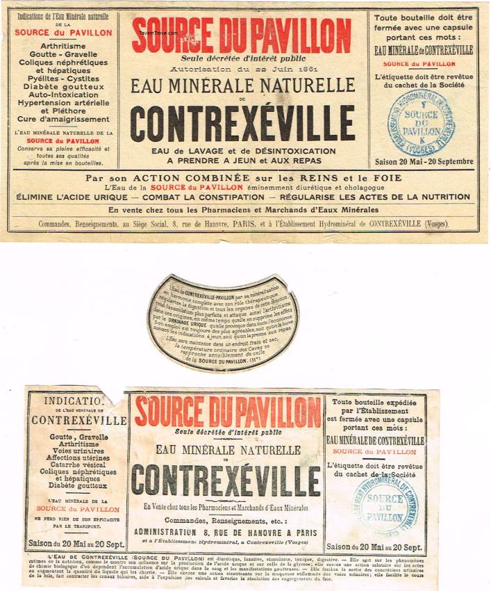 Contrexeville Medicinal Mineral Water Lot of Two Pavillon France