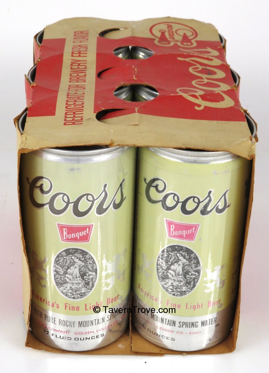 Item 94938 1968 Coors Banquet Beer (12oz cans) Sixpack Holder