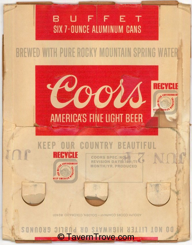 Item 13091 1975 Coors Beer (7oz cans) Sixpack Holder