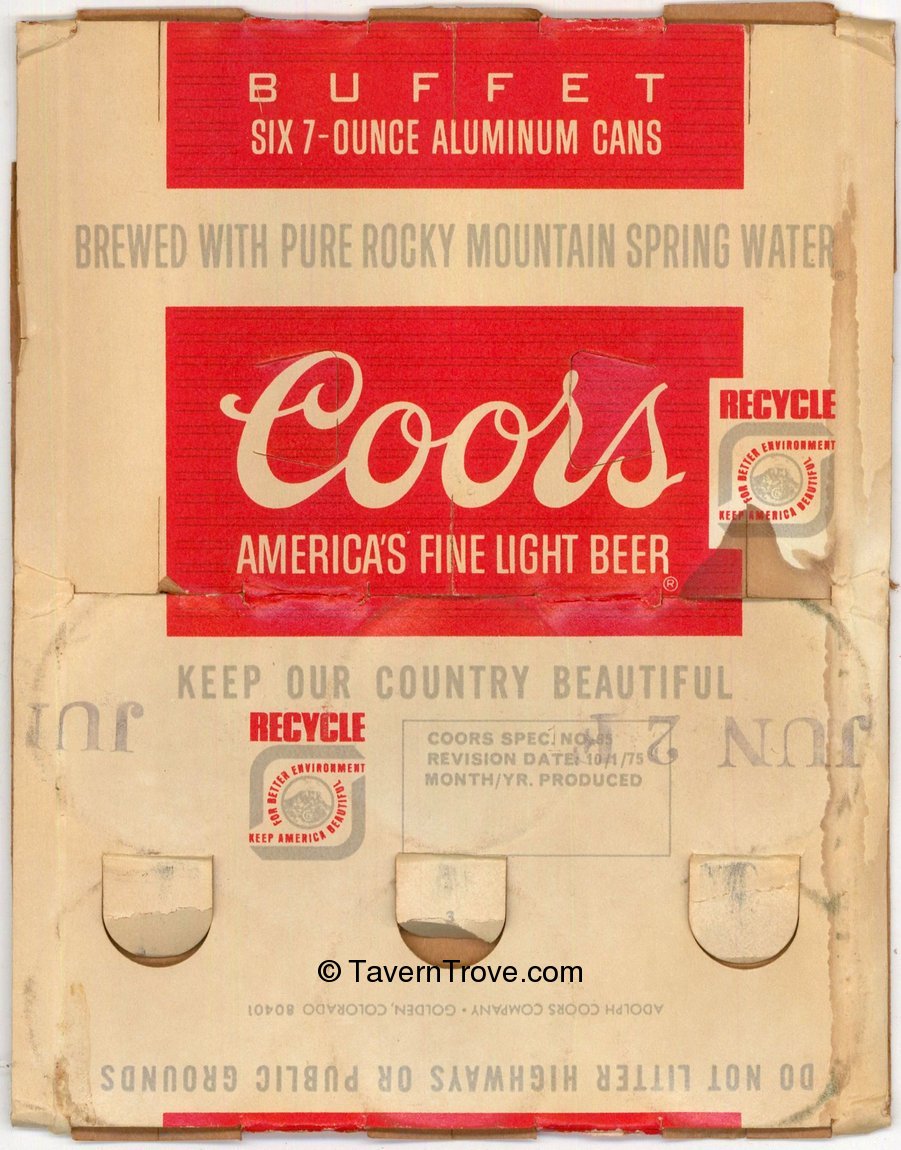 Item 13091 1975 Coors Beer (7oz cans) Sixpack Holder
