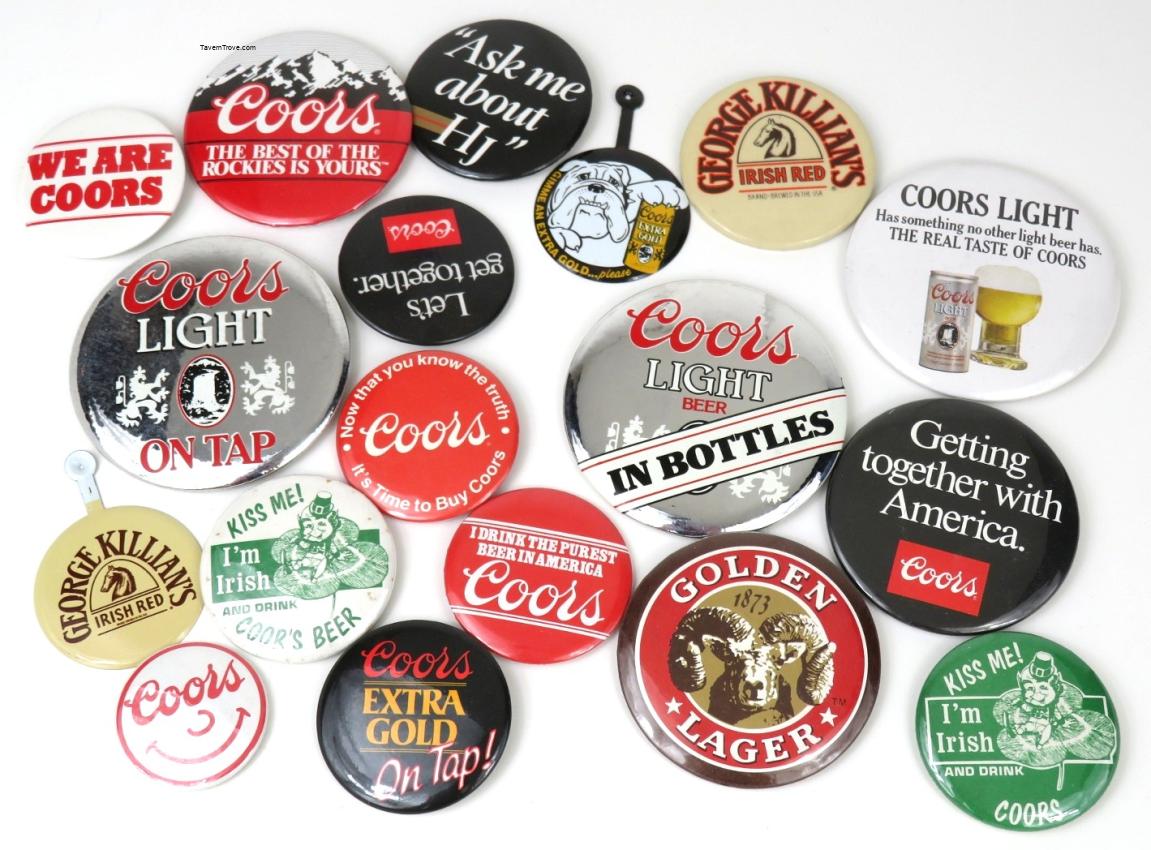 Coors Beer Brands Pinbacks Lot of 18