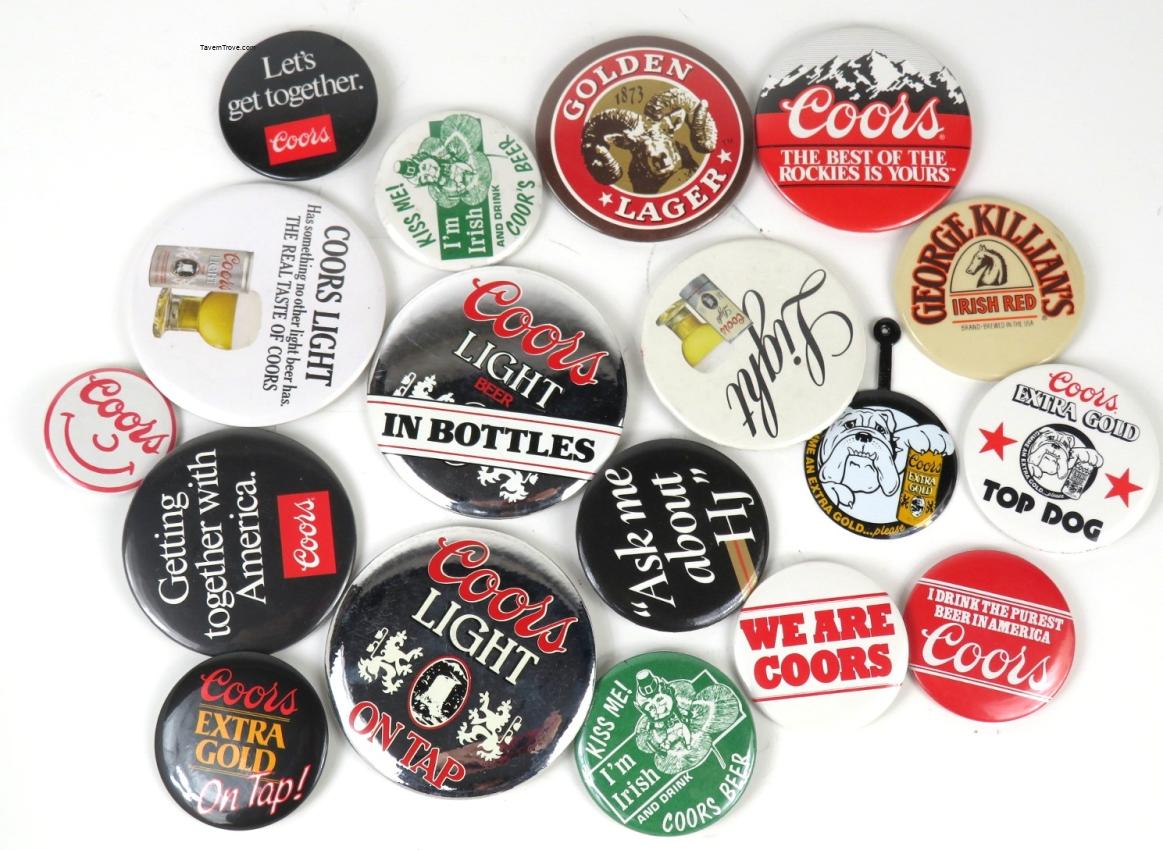 Coors Beer Brands Pinbacks Lot of 18