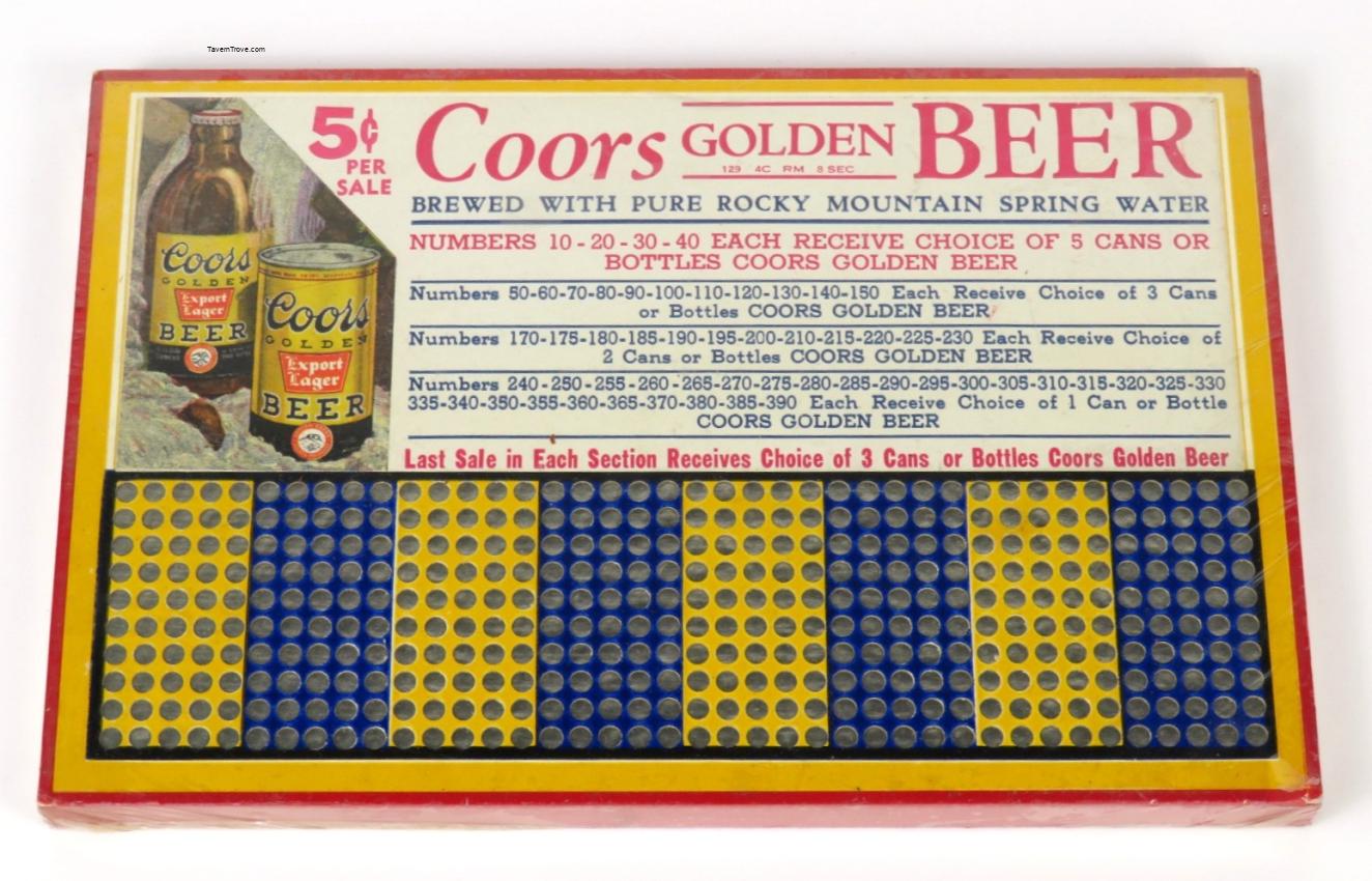 Coors Beer Waterfall Punchboard Sealed