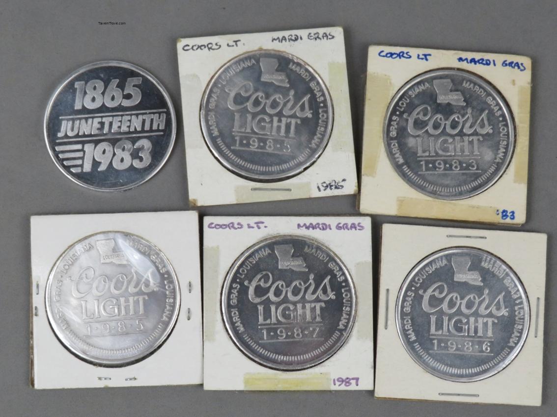 Coors Brewery Mardi Gras Doubloons Lot of FIVE
