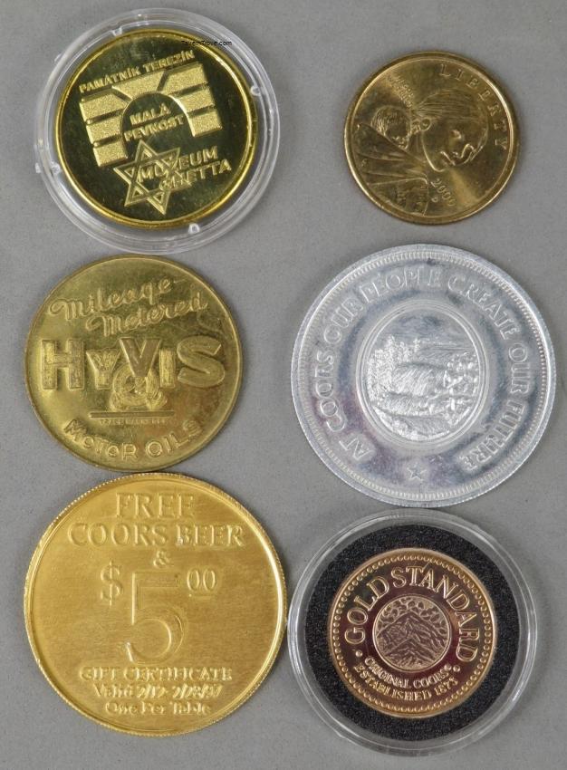 Coors Golden Dollar/Gold Standard Hyviz Oil Muzeum Ghetta Coins Lot of FIVE