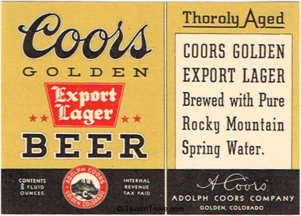 Coors Golden Export Lager Beer